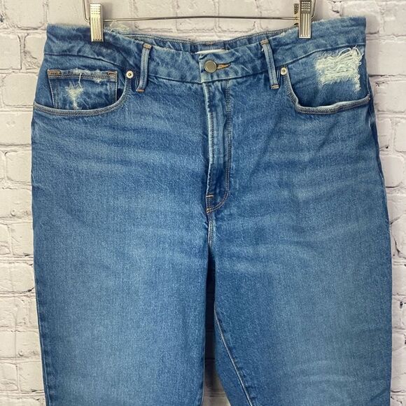 Good American High Rise Always Fits Jeans Medium Wash Distressed Size 10/30 - Picture 2 of 10